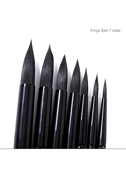 Fırça Seti, Tahrir Fırçası, Minyatür, Tezhip, Resim, Suluboya, Yağlı Boya-7'li Set