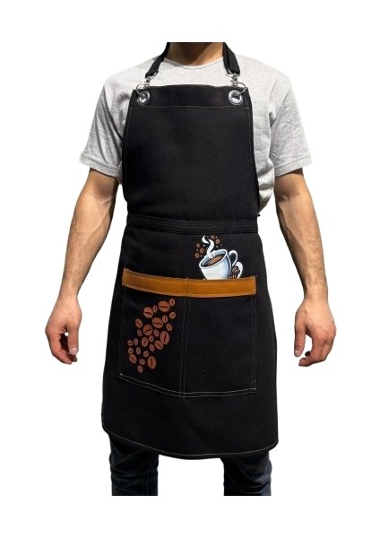 Kahve Çekirdeği Baskılı Barista Trend Önlük