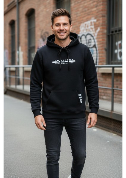 Fern Kapüşonlu Erkek Sweatshirt Siyah modelleri