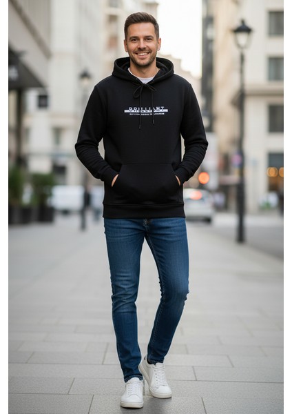 Fern Kapüşonlu Erkek Sweatshirt Siyah fırsatları