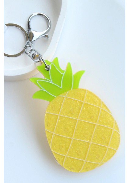 Ananas Tasarım Meyve Model Aynalı Kadın Çanta Charmı ve Anahtarlık modelleri