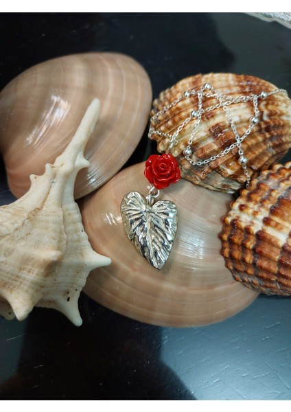 Mercan Gül ve Yaprak Kolye 925 Ayar fiyatları