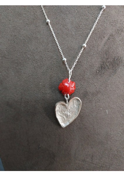 Mercan Gül ve Yaprak Kolye 925 Ayar fırsatları