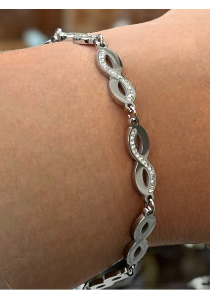Sonsuzluk Sembolü Taşlı Çelik Bileklik fiyatları