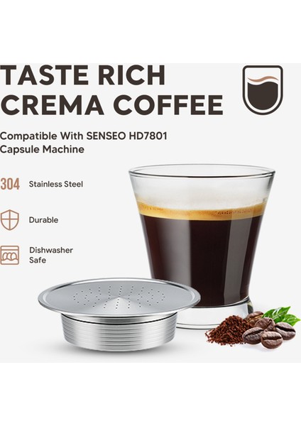 Philips Senseo HD7801 Kahve Kapsül Makinesi Için Yeniden Kullanılabilir Kahve Kapsülü + Paslanmaz Çelik Kaşık Yeniden Doldurulabilir Kapsüller Espresso Makinesi (Yurt Dışından)