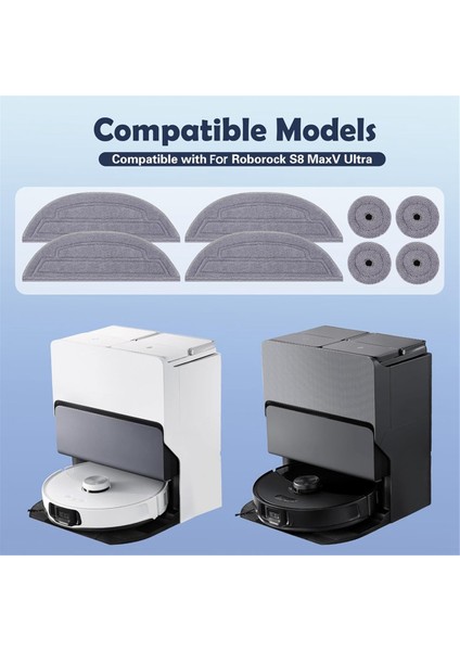 Roborock S8 Max Ultra / S8 Maxv Ultra Robot Süpürge Aksesuarları Için Titreşimli Paspas Bezleri + Edgewise Paspas Bezleri (Yurt Dışından) fiyatları