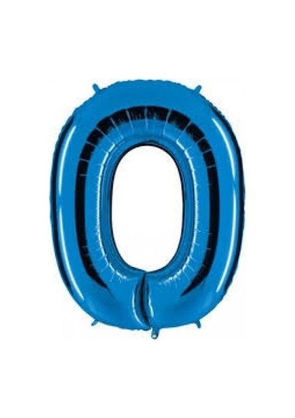0 Rakamı Mavi Folyo Balon 16 Inch 40 cm