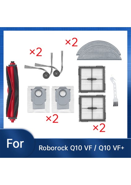 Roborock Q10 Vf / Q10 Vf+ Süpürge Robotu Aksesuarları Için 10 Adet Silindir Yan Fırça Hepa Filtre Paspas Pedi Toz Torbası (Yurt Dışından) fırsatları