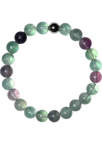 Florit Bileklik Doğaltaş 8mm Unisex 19CM Mavi Mor Yeşil