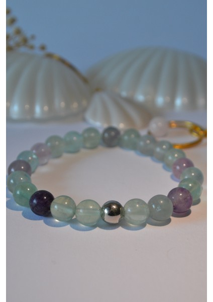 Florit Bileklik Doğaltaş 8mm Unisex 19CM Mavi Mor Yeşil fırsatları