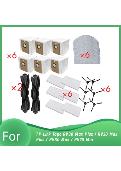 RV20 Max Plus / Tp-Link Tapo RV30 Max Plus / RV30 Max / RV20 Max Robot Süpürge Ana Yan Fırça Paspas Filtre Toz Torbaları (Yurt Dışından)
