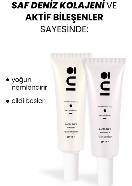 SPF15 Işıltılı Nemlendirici Krem - Pink Quartz - Saf Kolajen