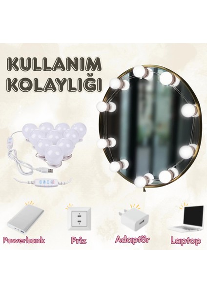 10 Lu Makyaj Masası Banyo Aynası Giyim Odası Aydınlatma Hollywood Tarzı Nostaljik LED Lamba 3 Mod indirimleri