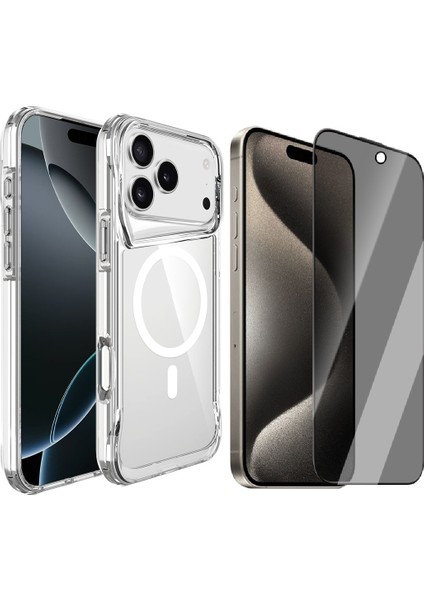 iPhone 17 Pro Kılıf Zore M-Safe Şarj Özellikli T-Max M-Safe Kapak + Hayalet Ekran Koruyucu