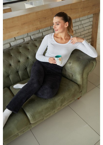 Beli Lastikli Pelüş Pijama Altı