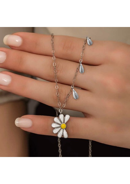 925 Ayar Gümüş Papatya Seviyor Sevmiyor Bayan Gümüş Kolye indirimleri