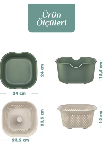 2 Parça Mutfak Hazırlık Badya Süzgeç Seti - Çok Amaçlı Karıştırma Kabı Kasesi Makarna Sebze Süzgeci modelleri