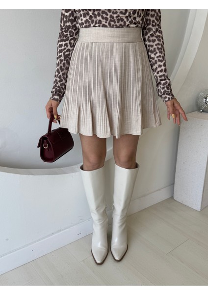 Taş Rengi Şortlu Piliseli Etek fırsatları