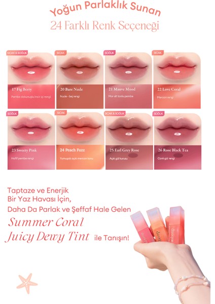 Yoğun Parlaklık ve Canlı Renkler Sunan Kalıcı Tint Dasıque Juicy Dewy Tint (#13 Coral Fizz) indirimleri