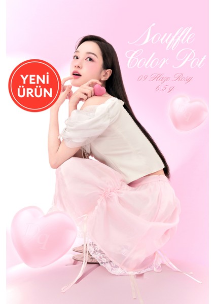 Kalp Tasarımlı, Yoğun Pigmentli, Köpük Yapılı, Kadife Bitiş Sunan Ruj Dasıque Souffle Color Pot #09 Hazy Rosy