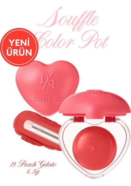Kalp Tasarımlı, Yoğun Pigmentli, Köpük Yapılı, Kadife Bitiş Sunan Ruj Dasıque Souffle Color Pot #19 Peach Gelato