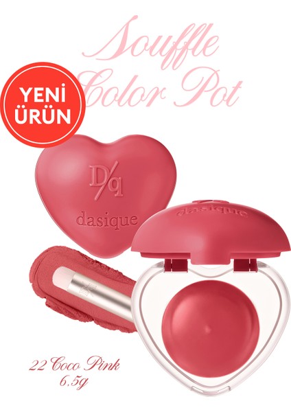 Kalp Tasarımlı, Yoğun Pigmentli, Köpük Yapılı, Kadife Bitiş Sunan Ruj Dasıque Souffle Color Pot #22 Coco Pink