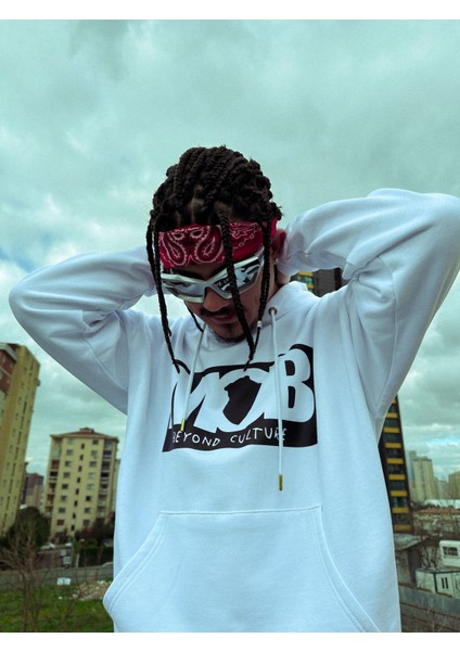 Basıc Oversıze Hoodie Sweatshirt Beyaz