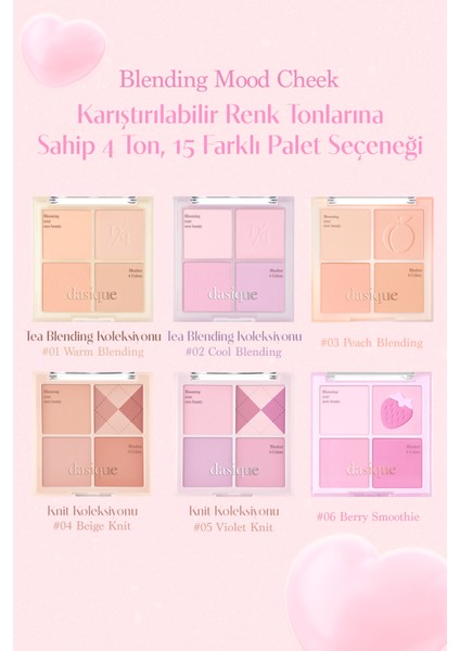 Karıştırılabilir Renk Tonlarına Sahip 4lü Allık Paleti Dasıque Blending Mood Cheek (#13 Sweet Heart) indirimleri