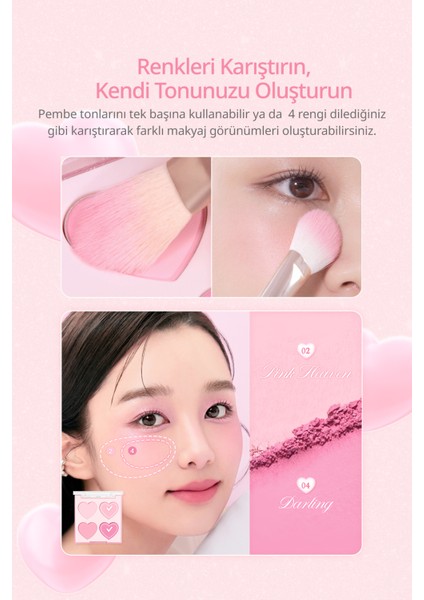 Karıştırılabilir Renk Tonlarına Sahip 4lü Allık Paleti Dasıque Blending Mood Cheek (#14 Love Heart) modelleri