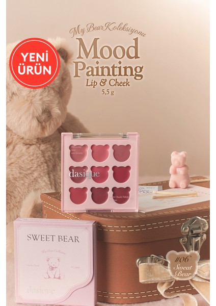 9 Renkli Ruj & Allık Paleti Dasıque Mood Painting Lip & Cheek Palette (#06 Sweet Bear)