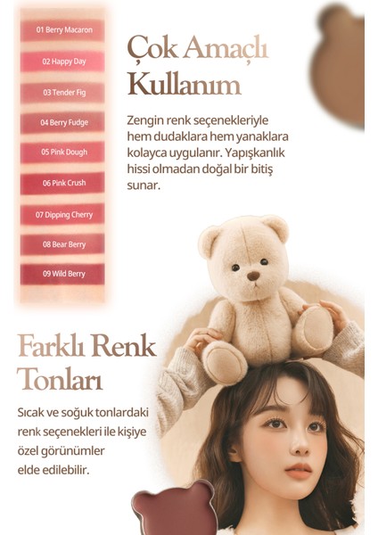 9 Renkli Ruj & Allık Paleti Dasıque Mood Painting Lip & Cheek Palette (#06 Sweet Bear) modelleri