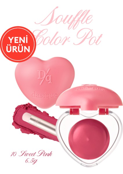 Kalp Tasarımlı, Yoğun Pigmentli, Köpük Yapılı, Kadife Bitiş Sunan Ruj Dasıque Souffle Color Pot #10 Sweet Pink