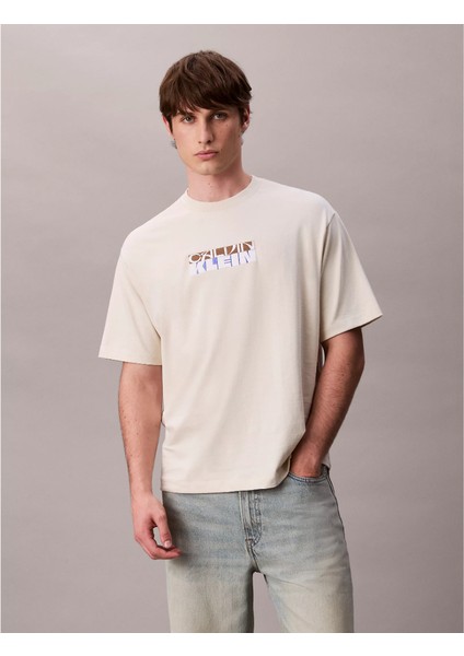 Ck LV04RD808G Ss 16S Tc Calvın Kleın Block Gra Erkek Tshırt