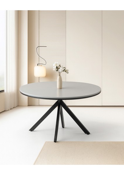 Ahşap Yuvarlak Açılır Büyüyen Yemek Masası Açık Parlak Gri 70X120CM Sadece Masa Fiyatıdır