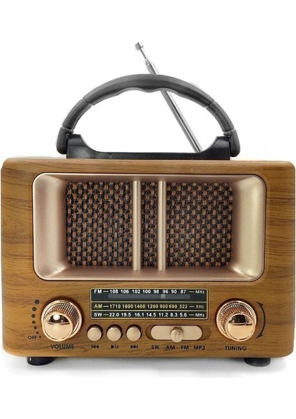 NS-8108 Retro Ahşap Tasarım Bluetooth Hoparlörlü Radyo – Fm/am Destekli, Şarjlı ve Taşınabilir Radyo