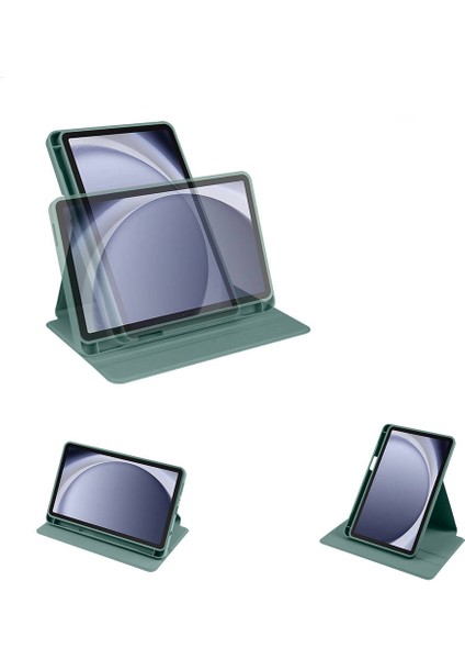 Galaxy Tab A9 Plus Uyumlu Kalem Bölmeli Standlı Termik Kılıf Koyu Yeşil modelleri