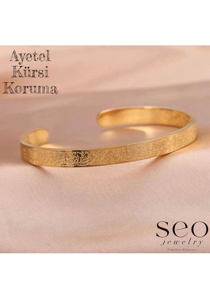 Ayetel Kürsi Manevi Koruma Çelik Gold Bileklik