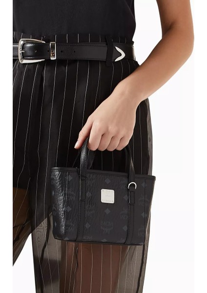 Mini Toni Shopper Tote, Visetos Kanvas & Nappa Deri Detaylı indirimleri