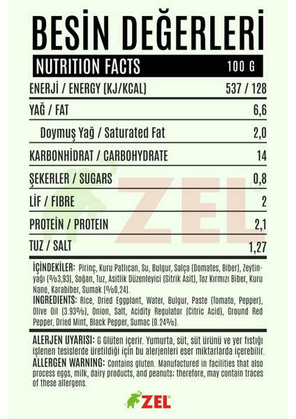 Zeytinyağlı Sumaklı Kuru Patlıcan Dolması 250 G fiyatları