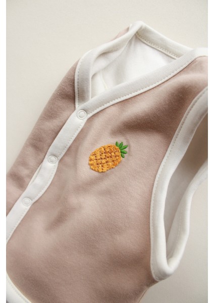 Ananas Nakışlı Çift Taraflı Yelek