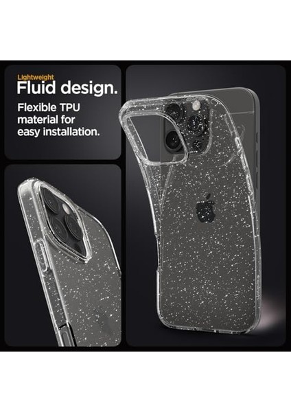 iPhone 16 Pro Max Ince Kılıf Liquid Crystal Glitter Sararma Karşıtı Duraclear™ Hava Kanalı Teknolojisi™ Askeri Sınıf Koruma Crystal Quartz Şeffaf Simli Kapak - ACS07985 fiyatları