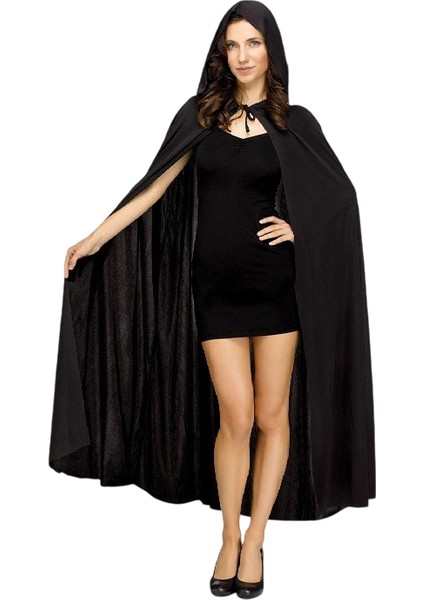 Kapüşonlu Siyah Pelerin Yetişkin