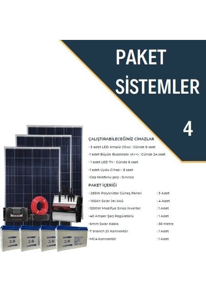 Güneş Enerjisi Bağ Evi Solar Paketi 1200W Inverter 280W Güneş Paneli Paket 3 modelleri