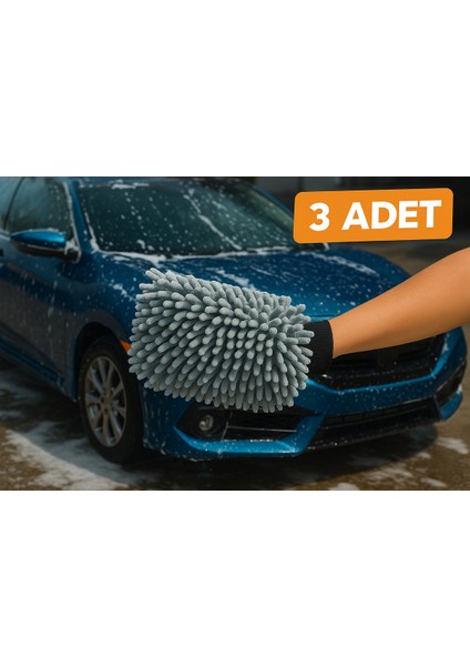 3 Adet Çok Amaçlı Temizlik Eldiveni Oto Yıkama Cam Yıkama