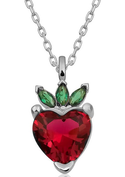 ​925 Ayar Gümüş Çilek Figür Meyve Kolye