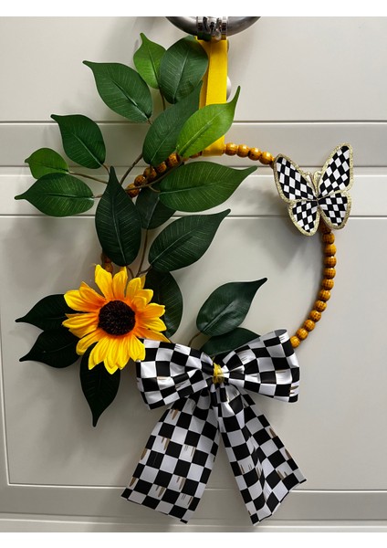 Çiçekli Kapı Süsü Mackenzie Kurdele Kelebek Kapı Çelengi