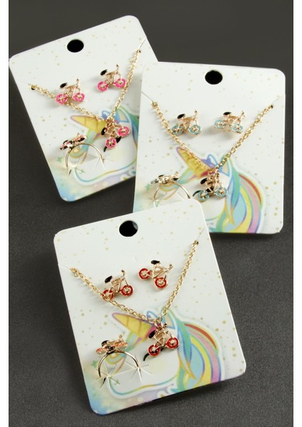 Wizard Bisiklet Mineli Set Kolye-Sarı modelleri