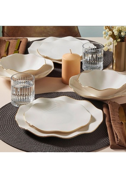 Nesrin 52 Parça Gold Fileli Yemek Takımı