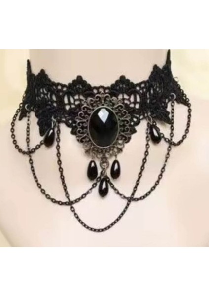 Vintage Retro Siyah Dantel Gotik Choker Kolye fiyatları