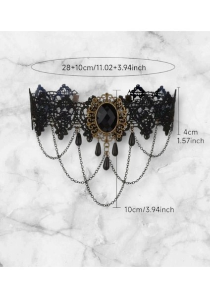 Vintage Retro Siyah Dantel Gotik Choker Kolye modelleri